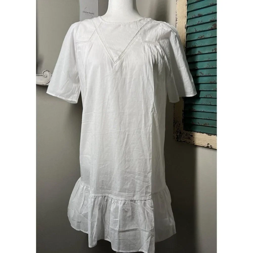 Vero Moda Organic Cotton Drop Hem Mini Dress in White Small - Picture 2 of 6